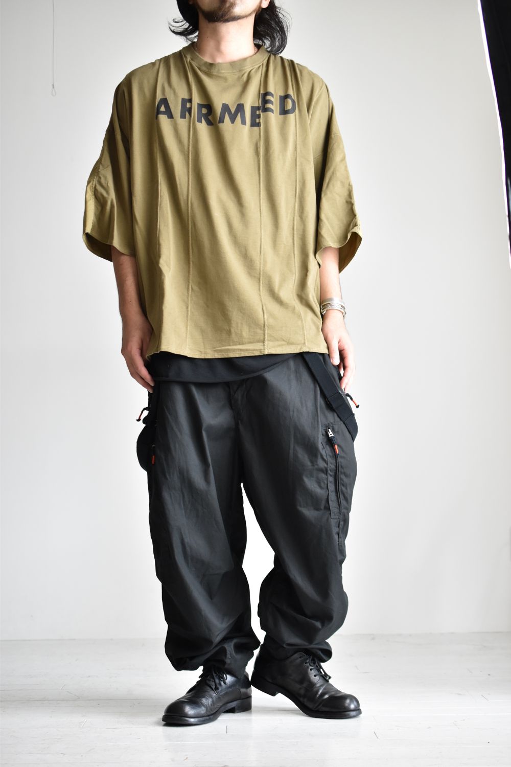 FLIGHT PLEATED SUSPENDER TROUSERS c/#1 BLACK