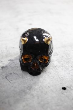 鬼ぐい呑 黒×金  (桐箱付)