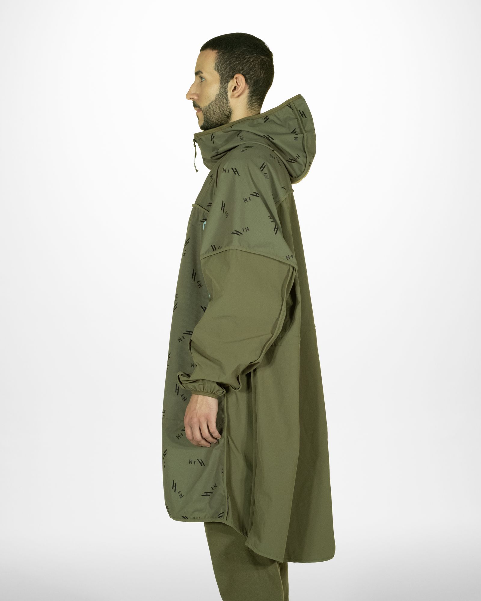 「予約商品」DOT-AIR PIPING OVERSIZED LONG HOODIE / col: KHAKI