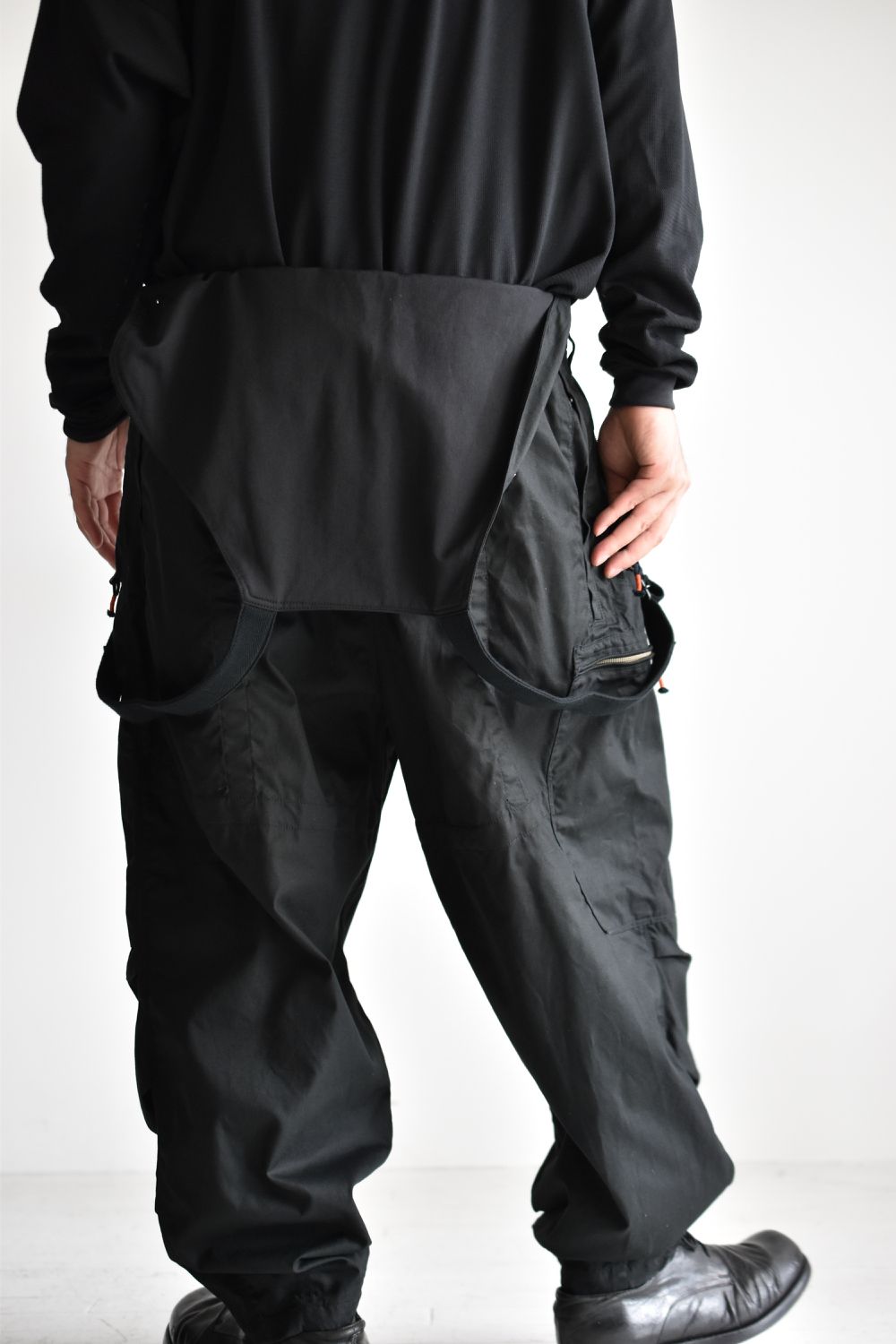 FLIGHT PLEATED SUSPENDER TROUSERS c/#1 BLACK