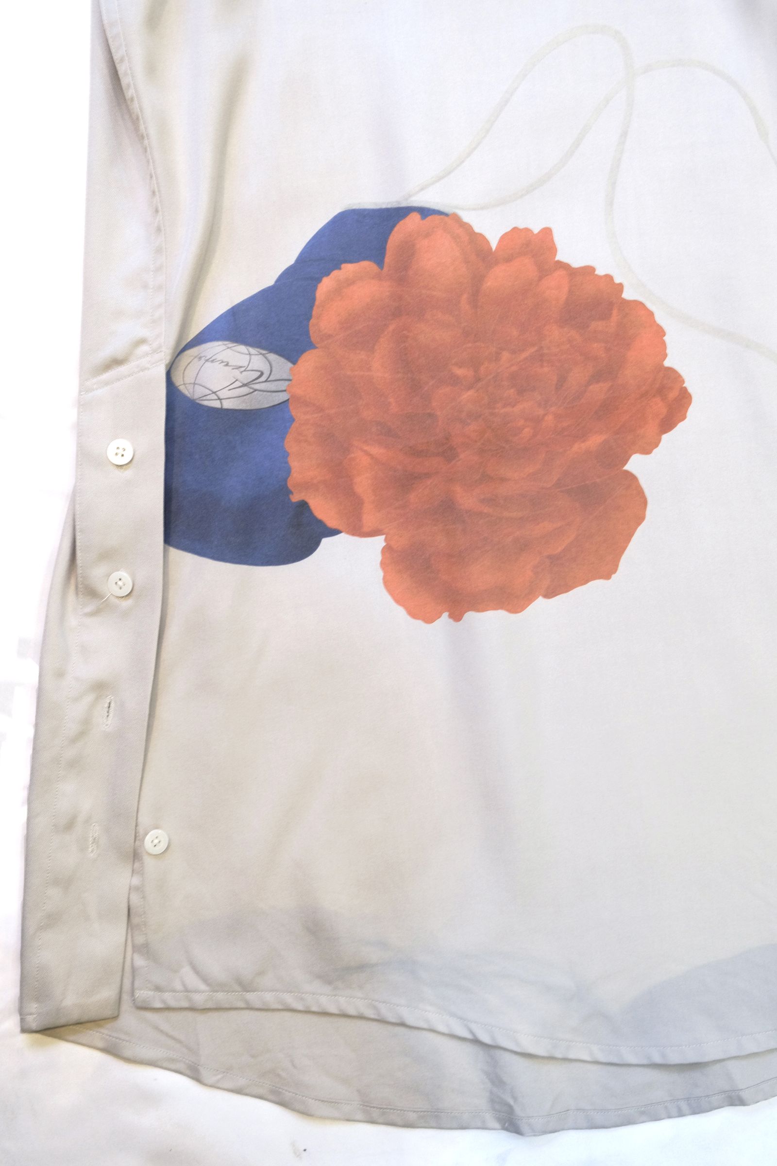FLOWER / GLOBE OVER SIZE SHIRT (BLACK/RED/OFF WHITE)