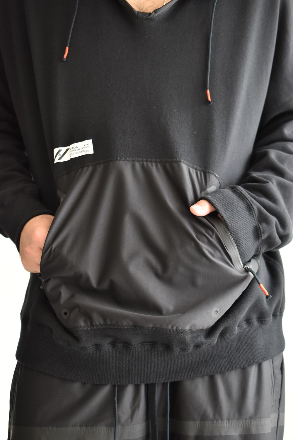 DRAW CODE HOODED PULL JERSEY c/#1 BLACK