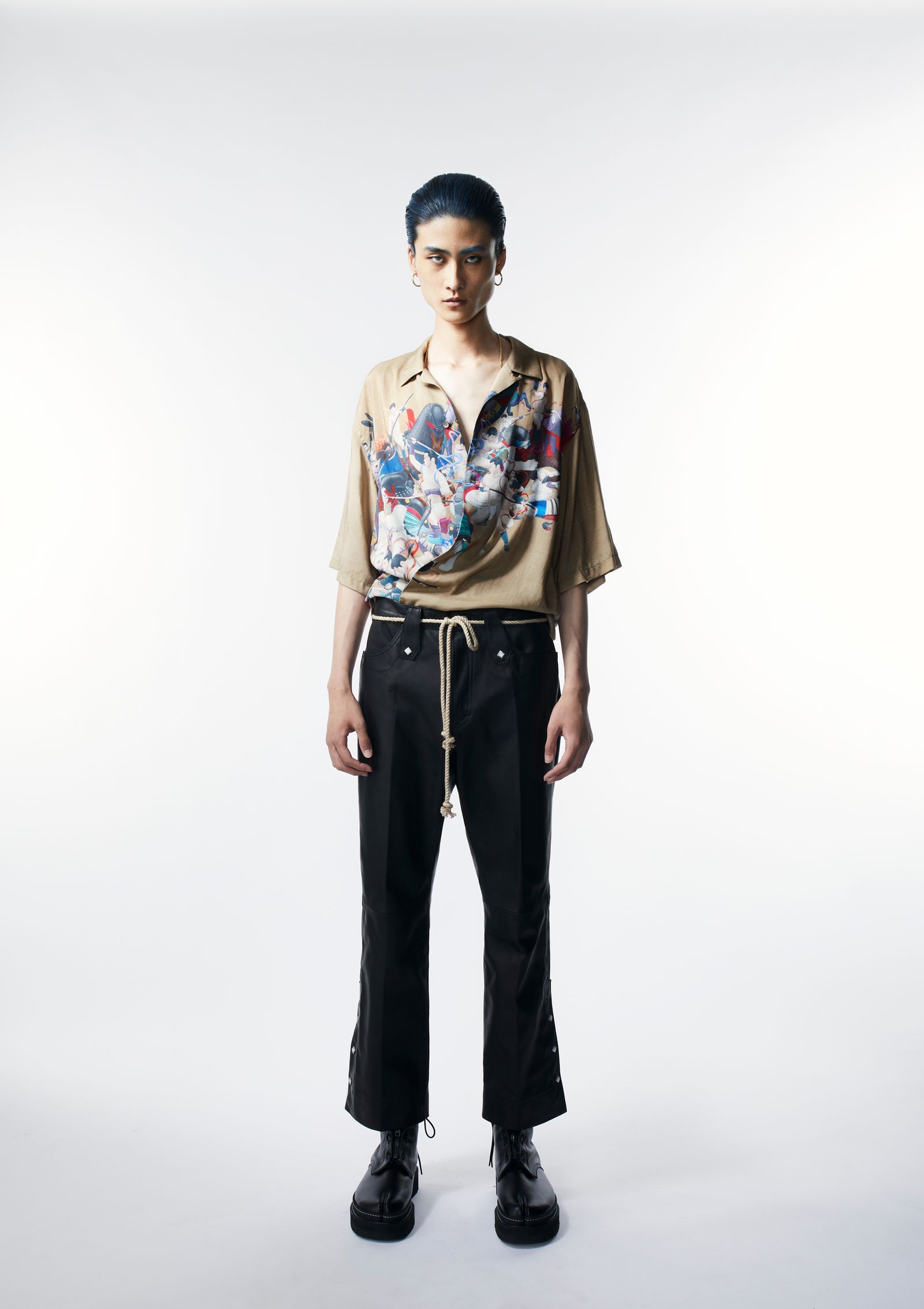 × 天明屋尚「韻」OPEN COLLAR SHIRT / 半袖シャツ (BEIGE)