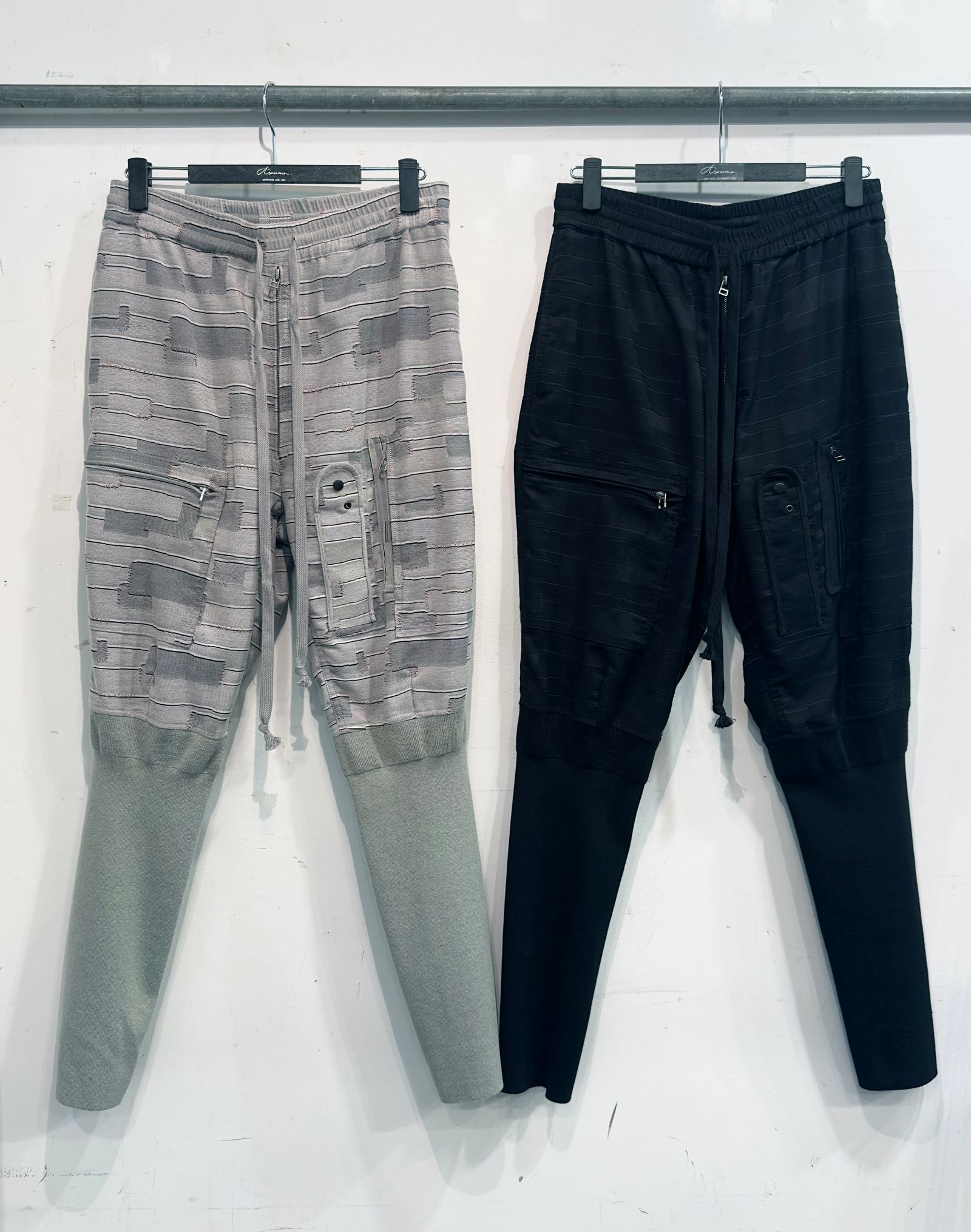 C/N CRUST JACQUARD TATTUKE PANTS / クラストミリタリーパンツ (BLACK,LIGHT GREY)