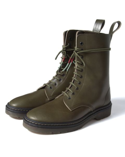 「予約商品」10EYELET ROUND TOE ZIP-UP BOOTS / col: KHAKI
