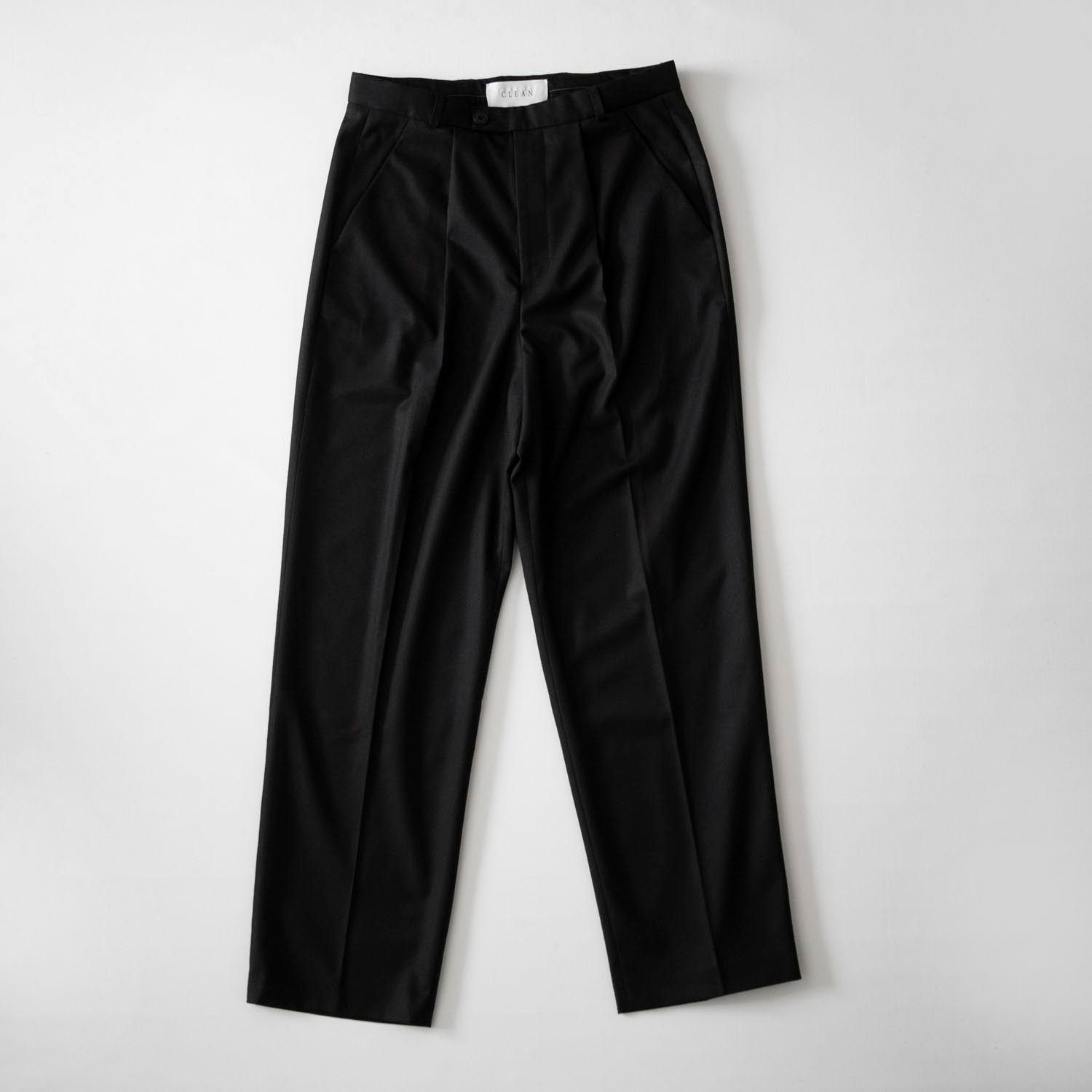 RELAXED WIDE PLEATS PANTS (BLACK)