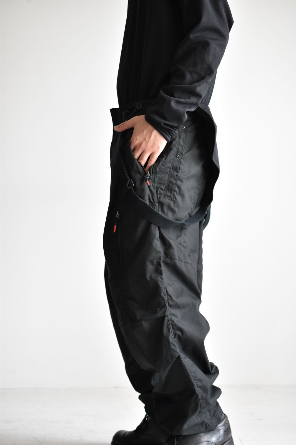 FLIGHT PLEATED SUSPENDER TROUSERS c/#1 BLACK