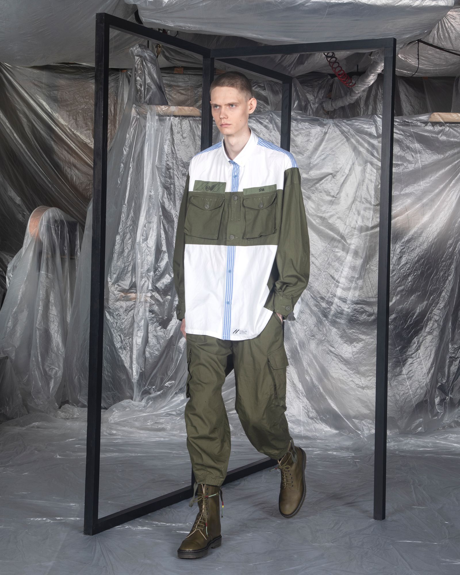 「予約商品」PASTED SOLDIER95 BUTTONDOWN OVERSIZED SHIRTS / col: OD