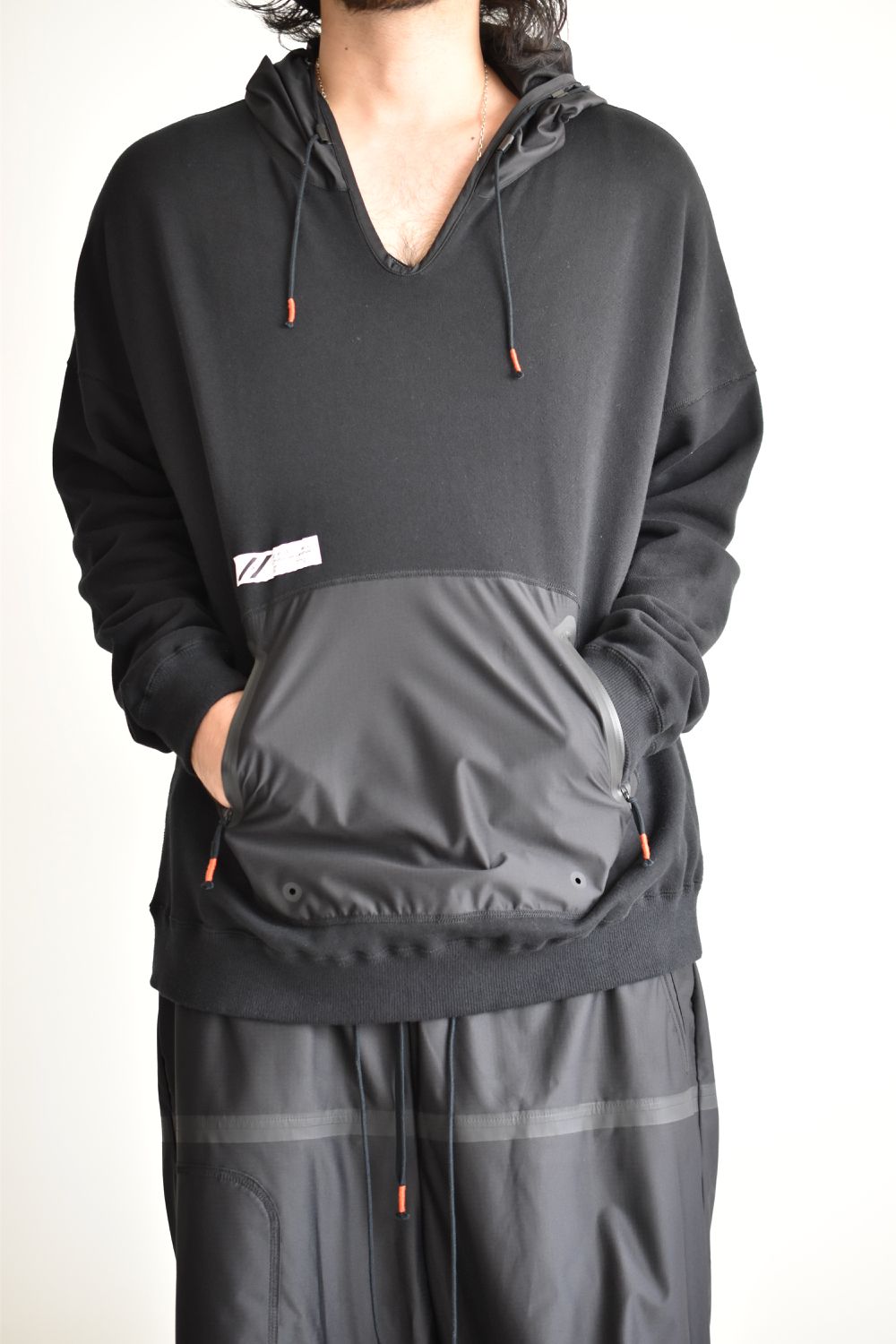 DRAW CODE HOODED PULL JERSEY c/#1 BLACK