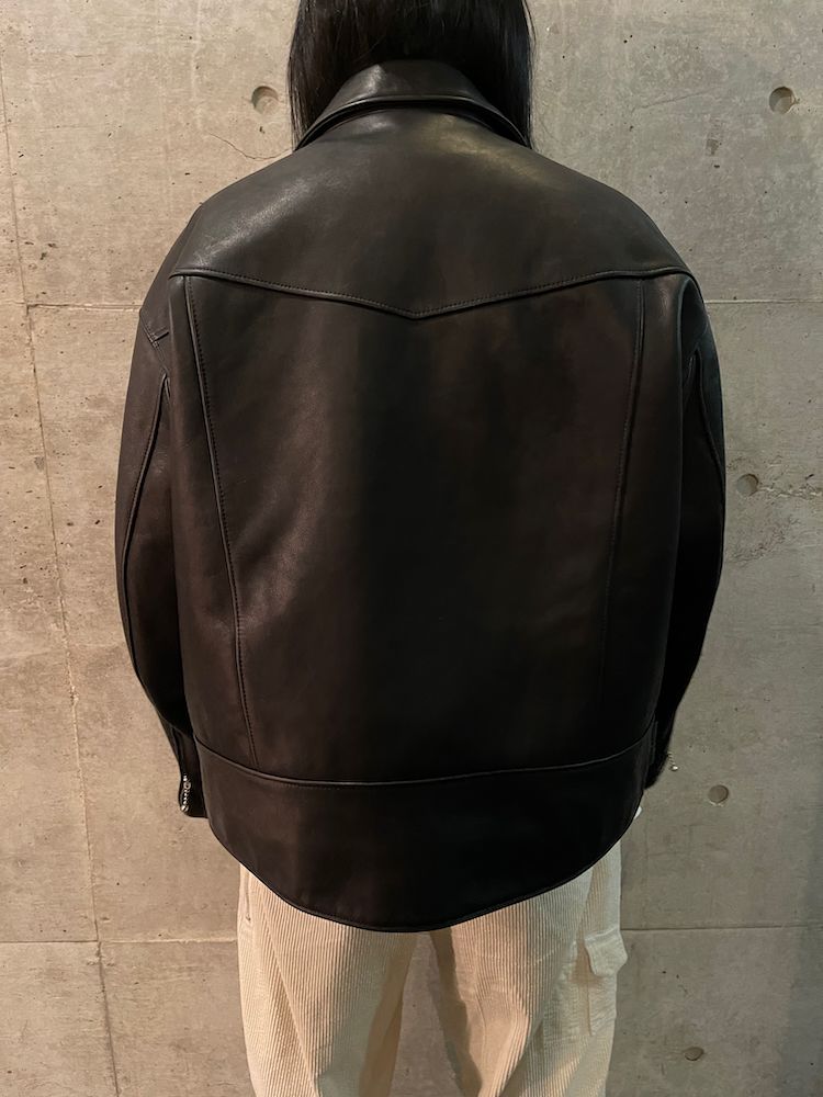 945-81TJ433-1 / ビッグシルエットライダースジャケット 01 (BLACK, WHITE)