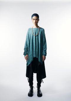 SQUARE CLOTH PULLOVER KNIT / ニット (BLACK,GREEN,YELLOW)