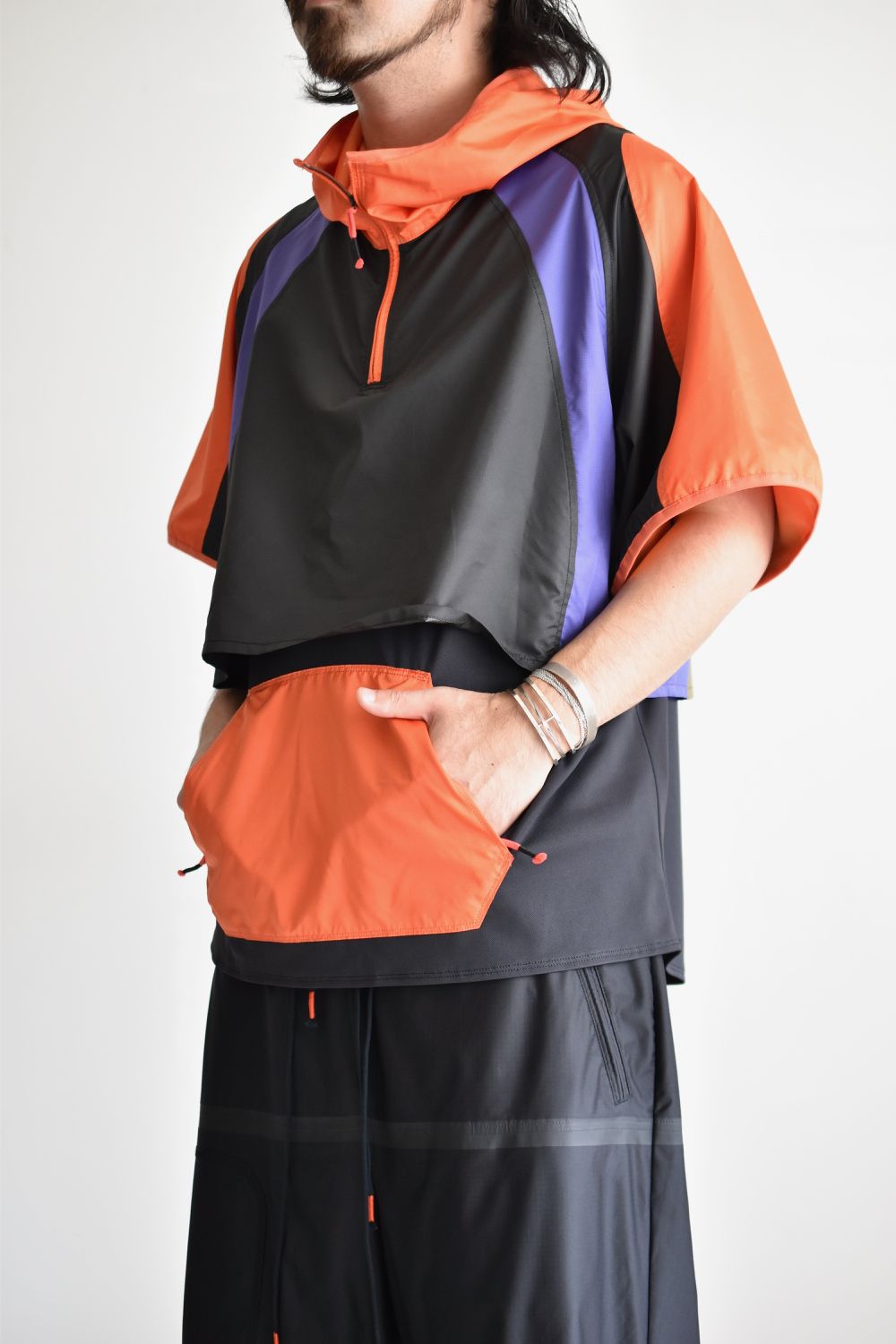 LAYERED HOODED WIDE PULL S-SLEEVE c/#3 ORN X PPL