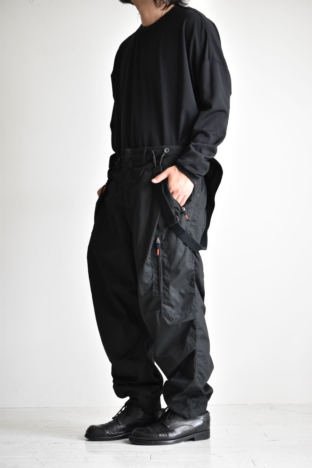 FLIGHT PLEATED SUSPENDER TROUSERS c/#1 BLACK