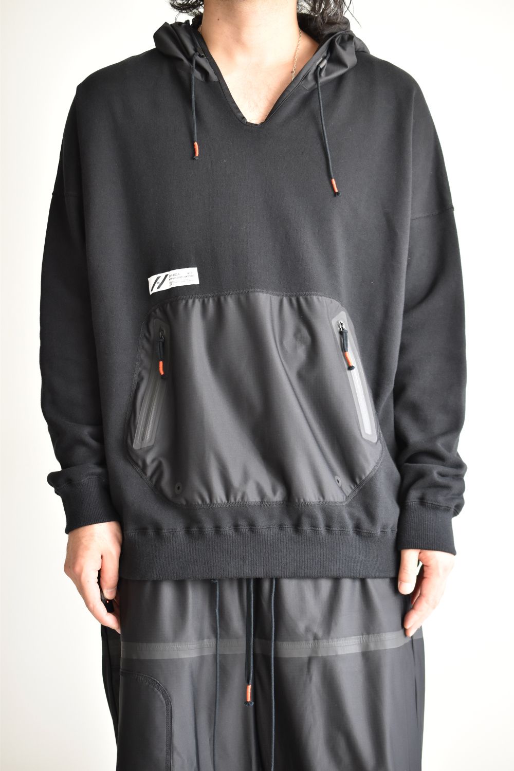 DRAW CODE HOODED PULL JERSEY c/#1 BLACK