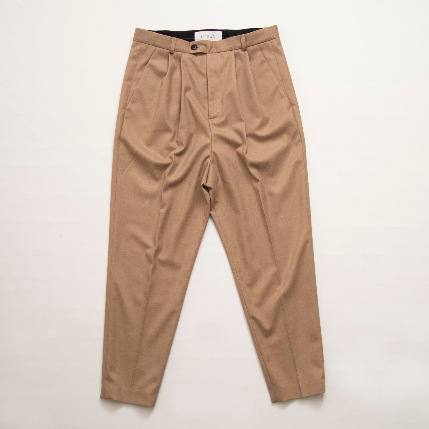 REGULAR TAPERED PLEATS PANTS (BEIGE)