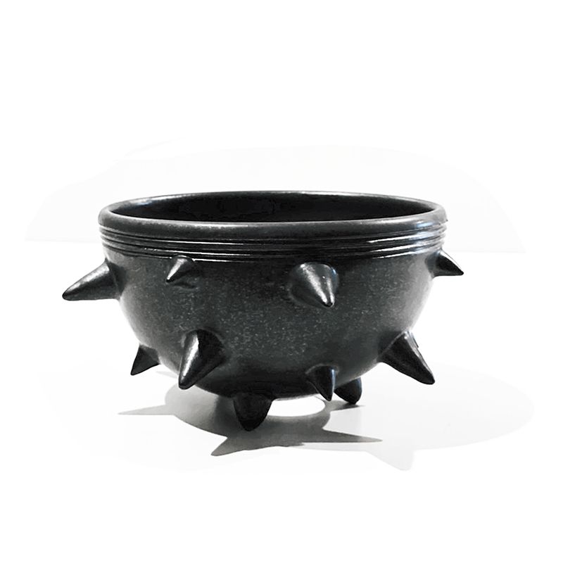 THORN STUDS POT(M)  "BLACK" -陶器鉢-