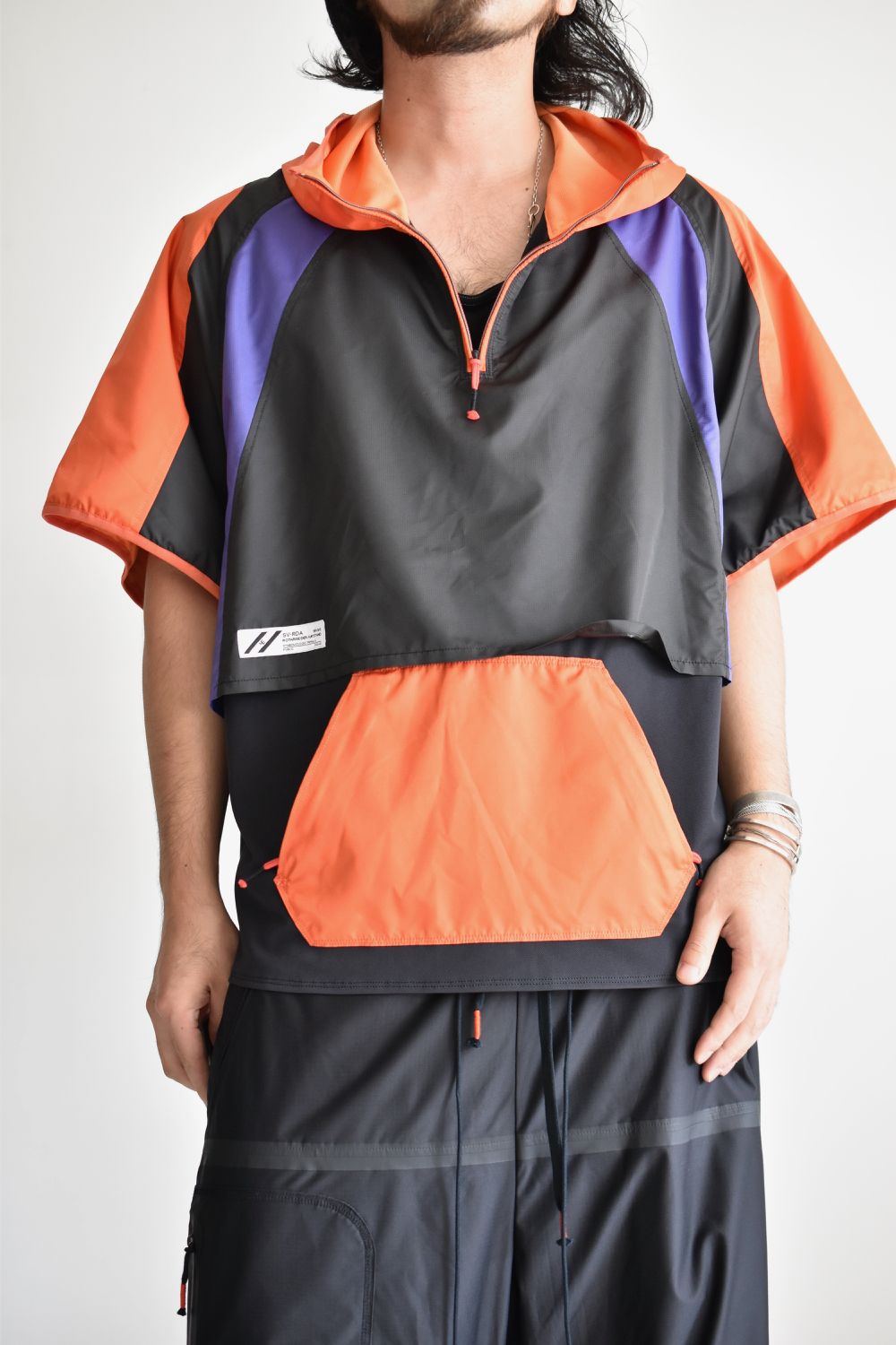 LAYERED HOODED WIDE PULL S-SLEEVE c/#3 ORN X PPL