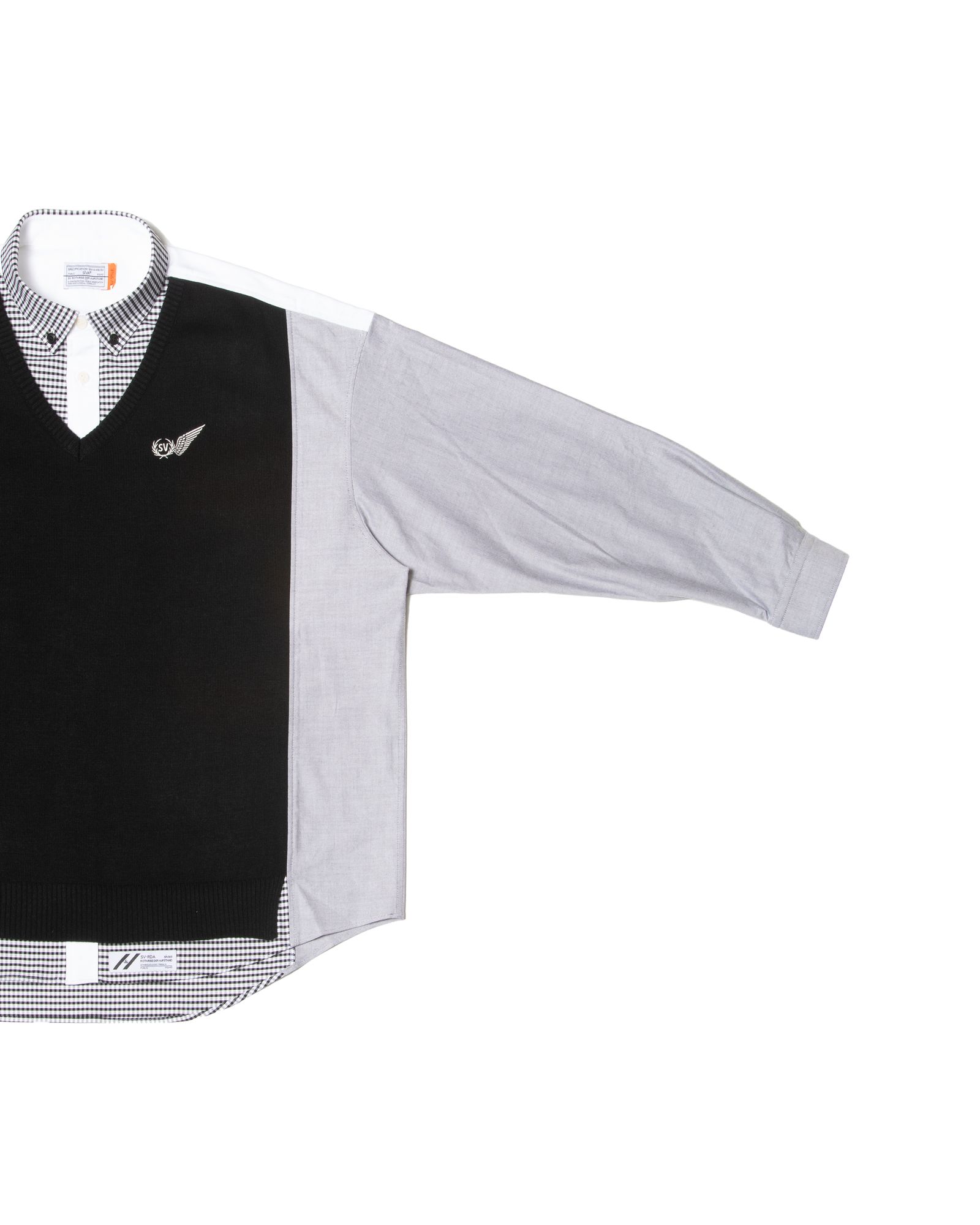 「予約商品」PASTED V-NECK BUTTONDOWN OVERSIZED SHIRTS / col: BLACK