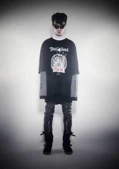 “LAND” OVER SIZE LAYERED L/S / レイヤード カットソー (BLACK, LIGHT GRAY)