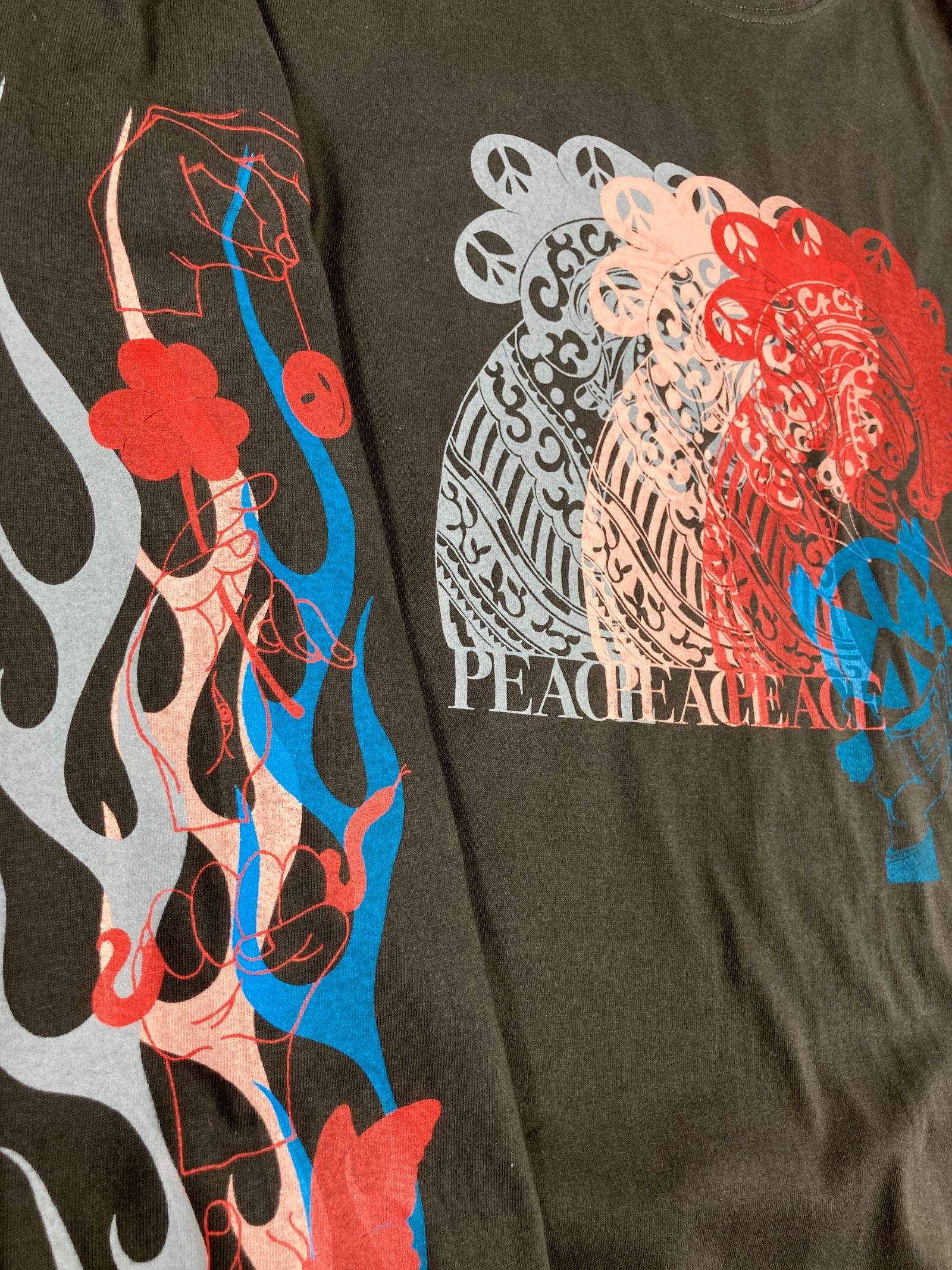 「予約商品」three peace symbol L/S T-shirt "sumi"