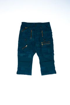945-80TP250-1 / 襤褸ジップパンツ (BLACK, BLUE, BROWN)