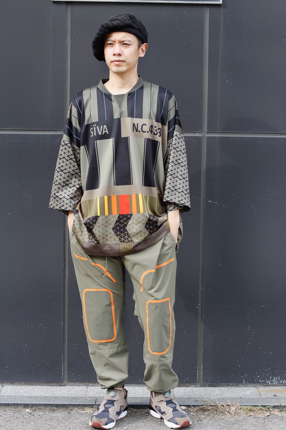 「予約商品」FOOTBALL WIDE SHIRTS # c/ KHAKI_stripe