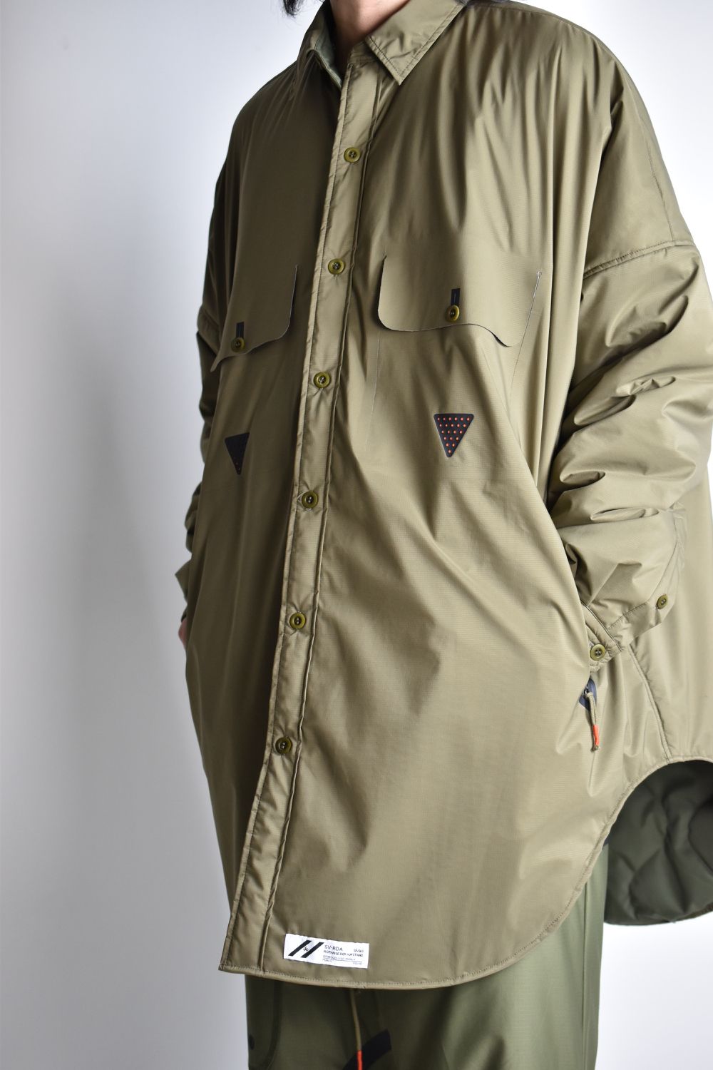TOO BIG BAGGY QUILTED SHIRT COAT c/#2 KHAKI