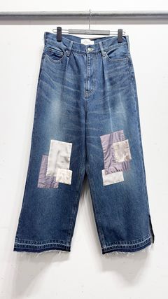 KURT’S WIDE JEANS (AGED) / パッチワーク ワイドジーンズ デニム (Aged Black, Aged Indigo)