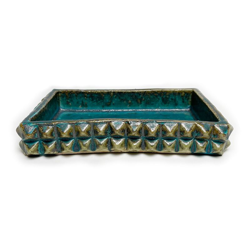 SQUARE STUDS TRAY "TURQUOISE" -陶器皿-
