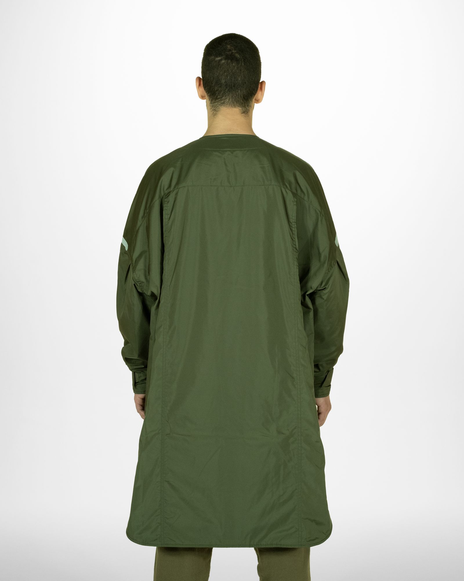 「予約商品」COLLARLESS OVERSIZED LONG PADDING COAT / col: KHAKI