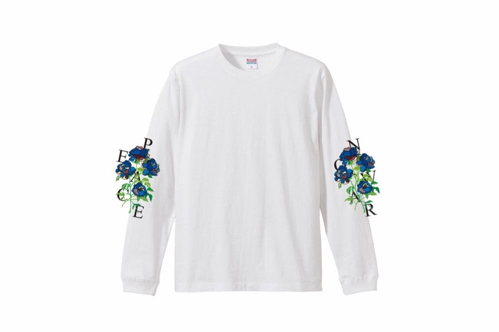 「予約商品」blue rose peace symabol L/S T-shirts (WHITE)
