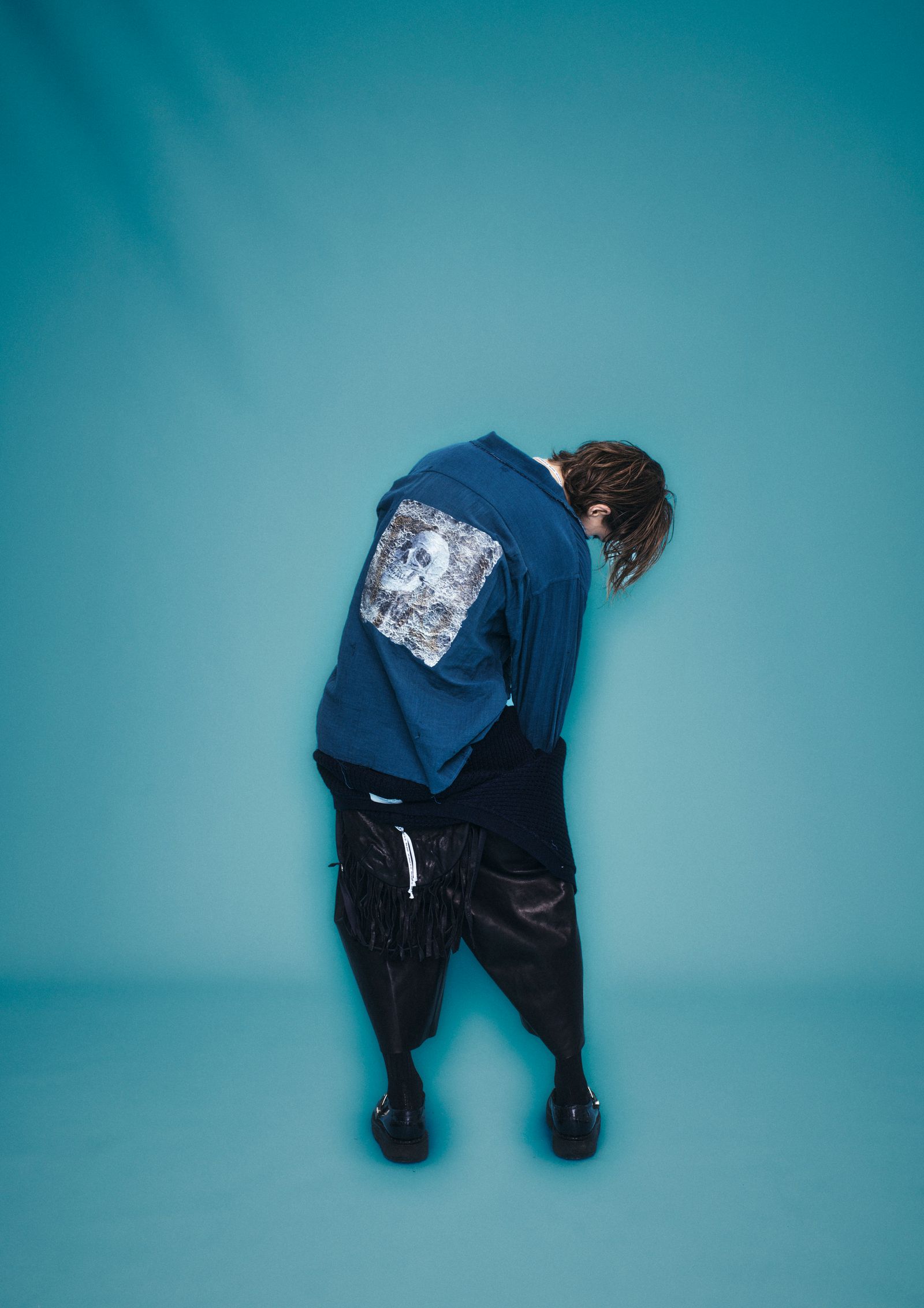 DROOP WAFFLE GARDIGAN (Black, Dark Orange, Off White)