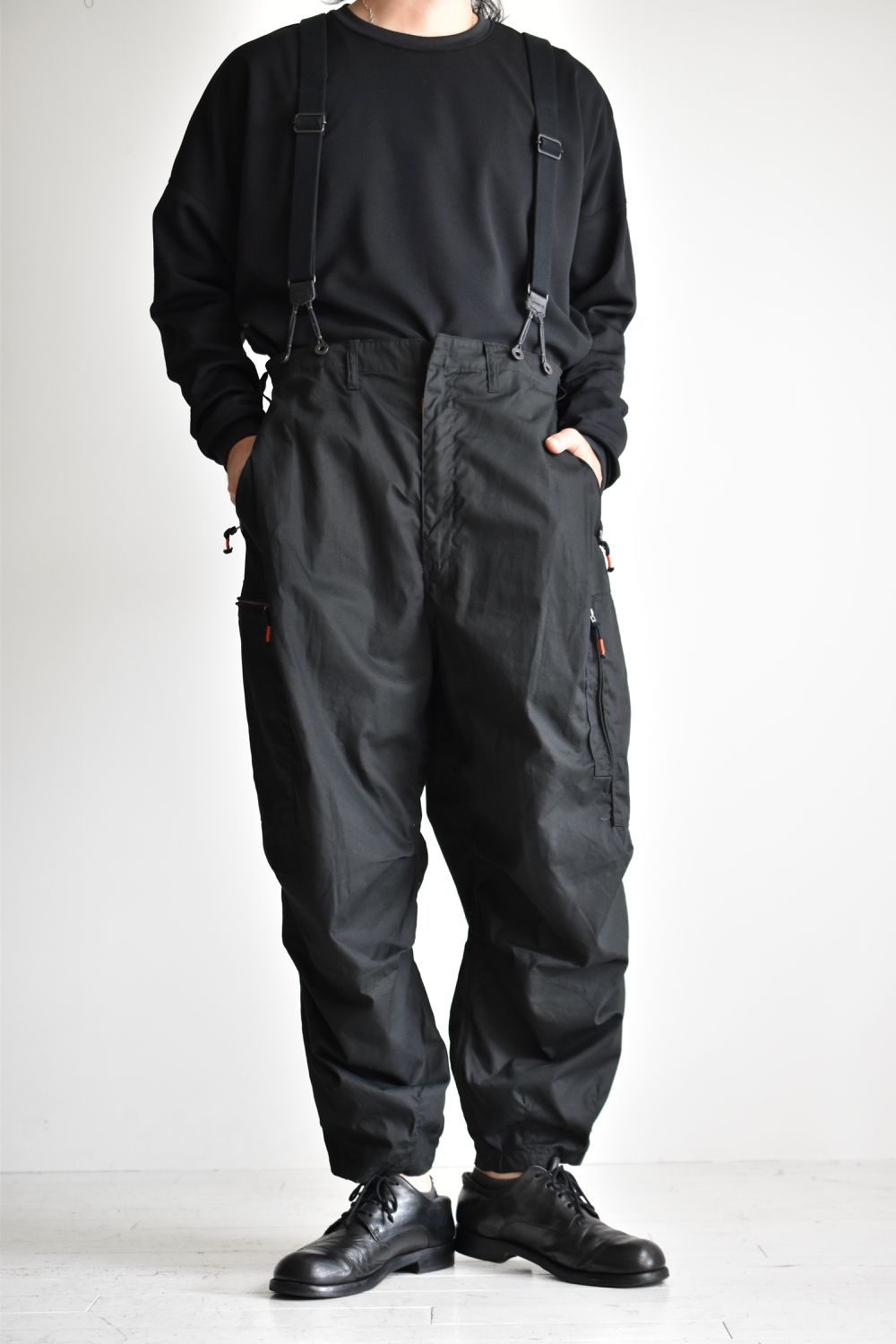 FLIGHT PLEATED SUSPENDER TROUSERS c/#1 BLACK