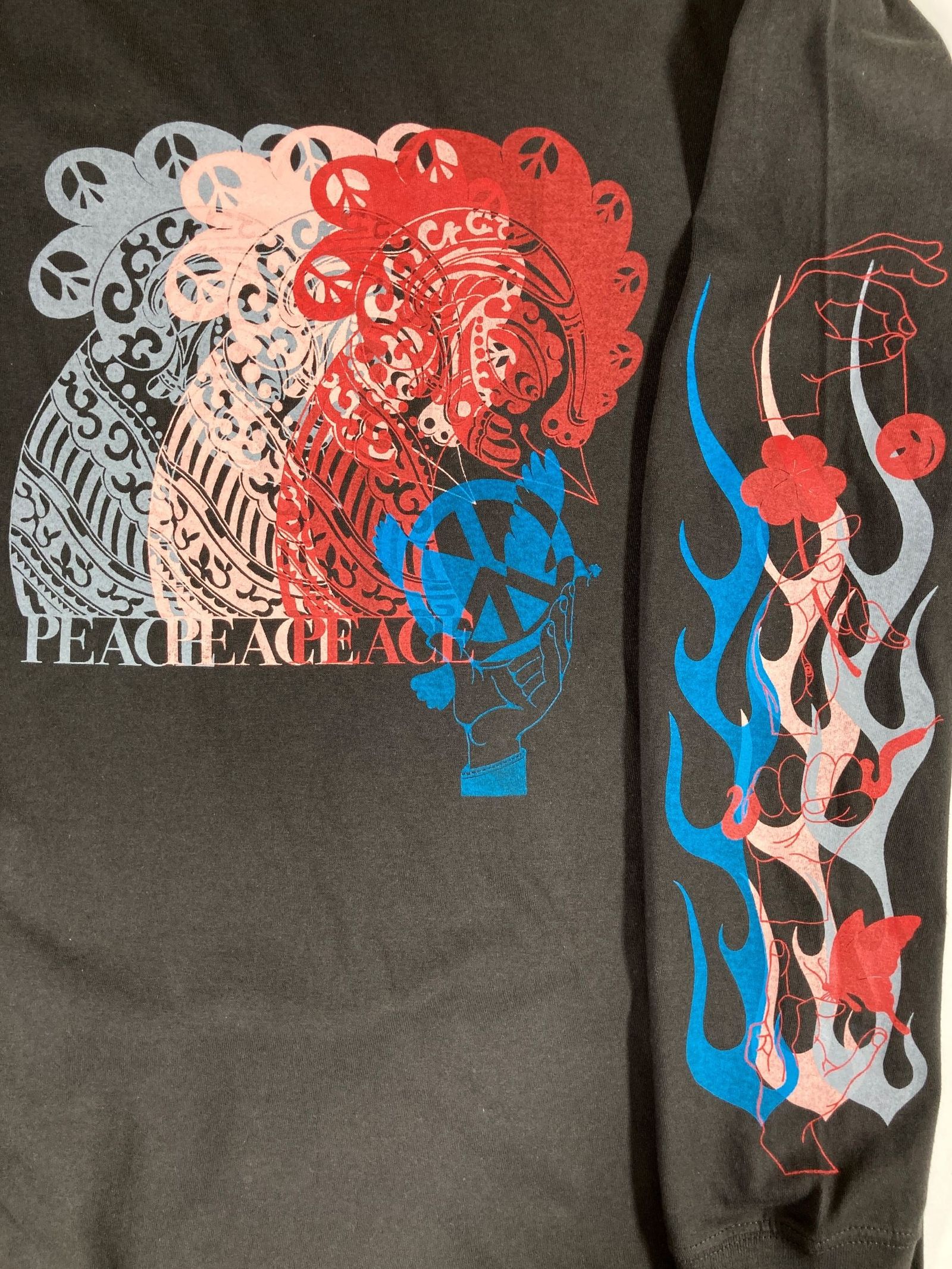 「予約商品」three peace symbol L/S T-shirt "sumi"