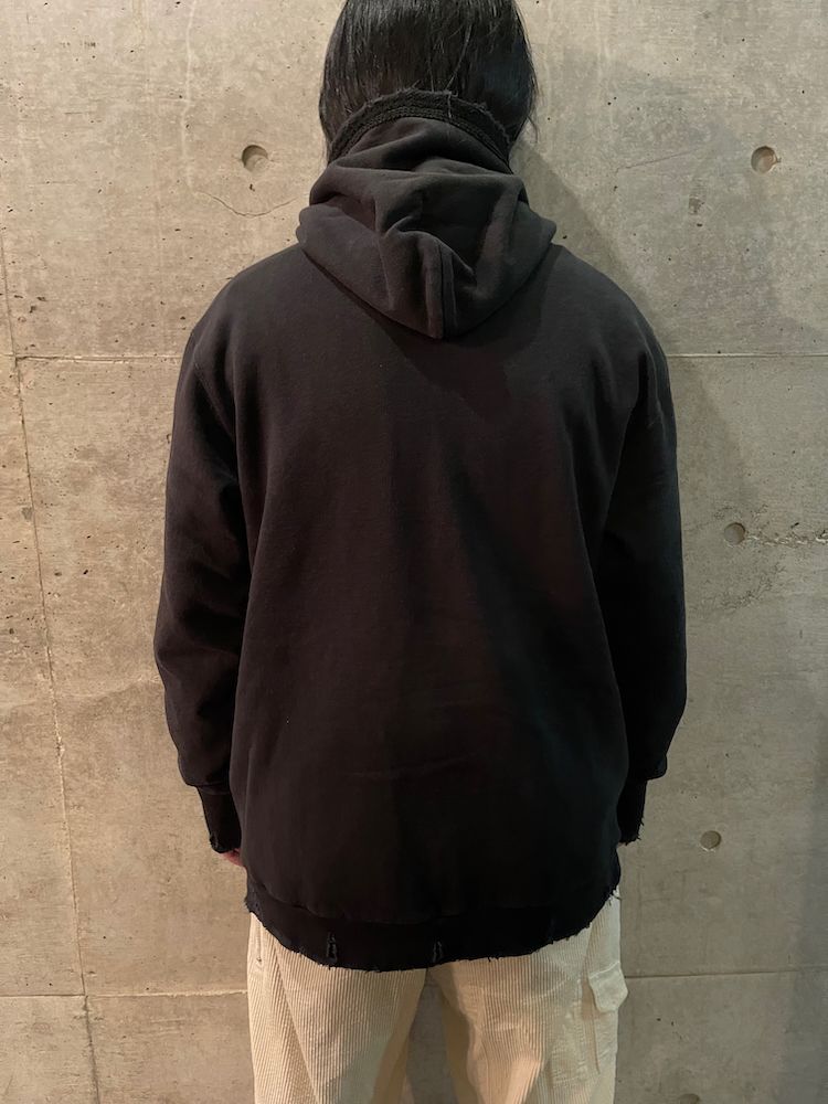 945-80TT108-2 / ダメージジップパーカー (BLACK, KHAKI)