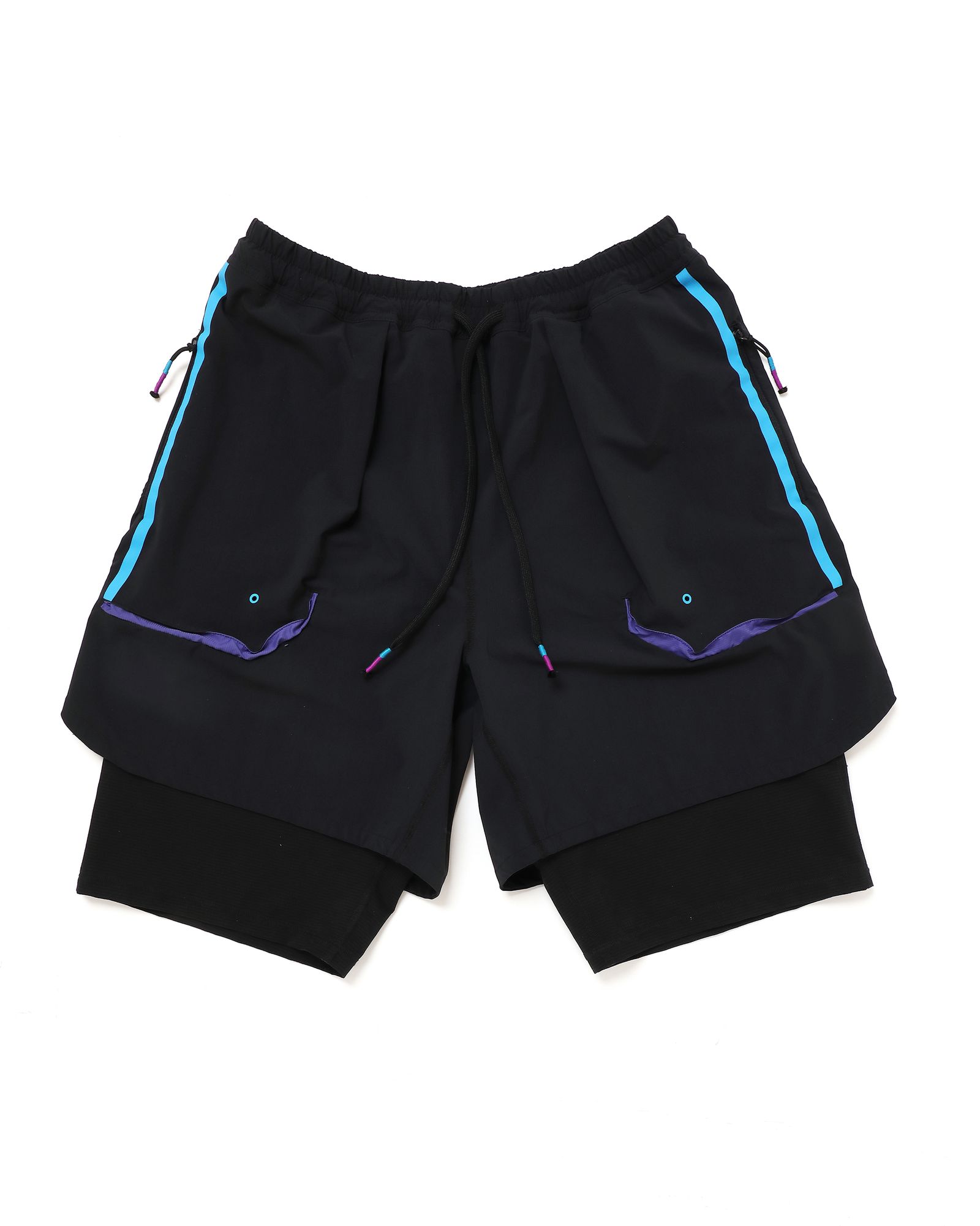 「予約商品」SEAM-LINE LAYERED SHORTS # c/BLACK
