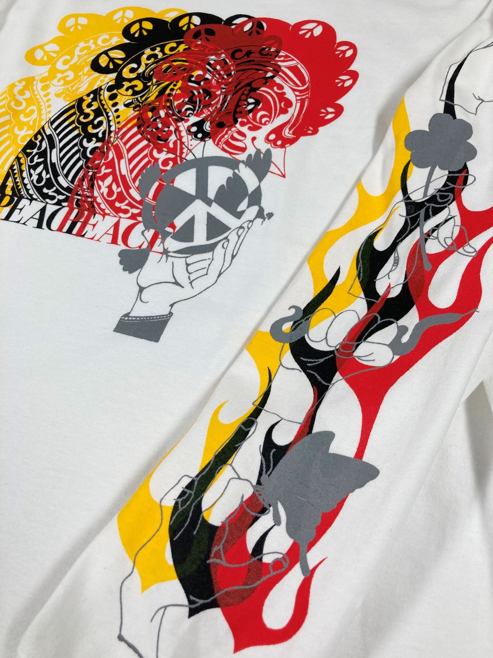 「予約商品」three peace symbol L/S T-shirt "white"