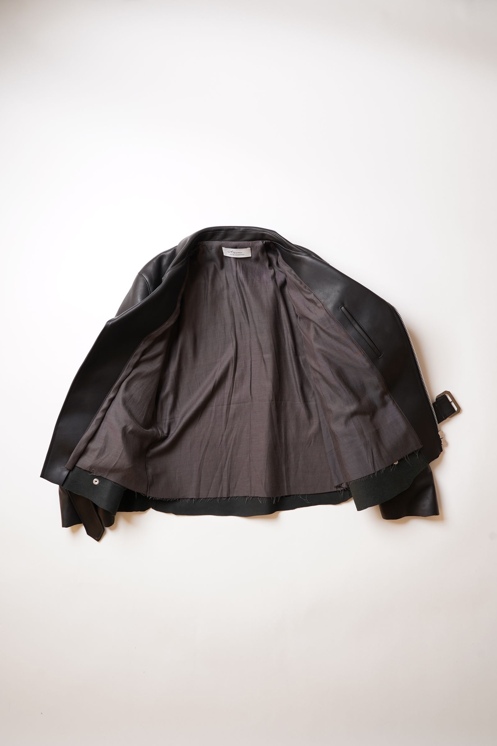 EDGE MOTORCYCLE JACKET / レザー ライダースジャケット (CRACK, BLACK)