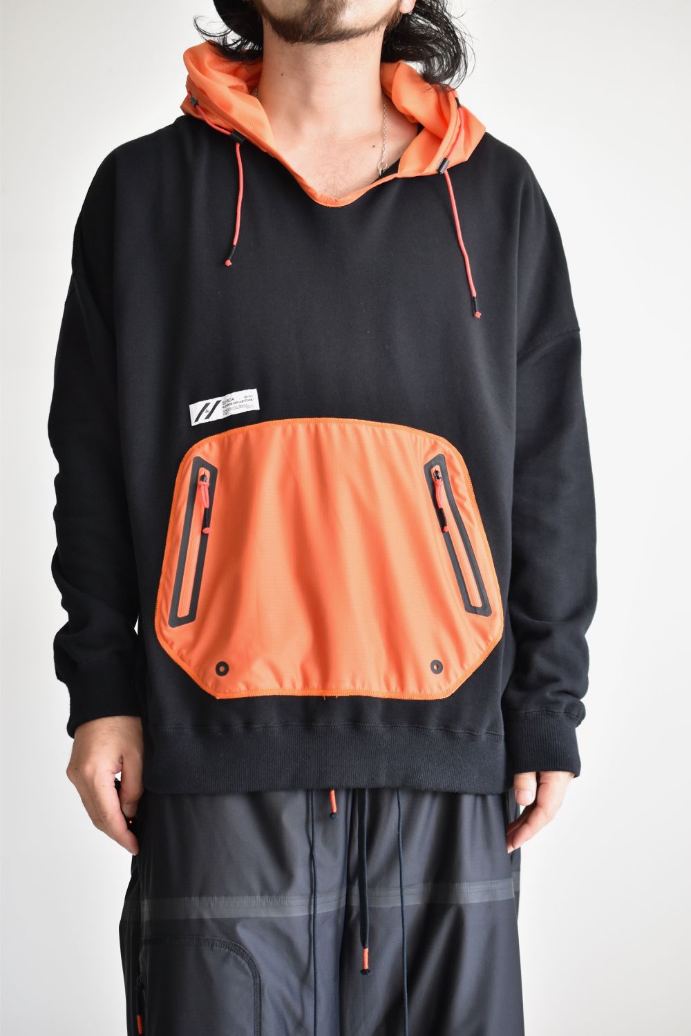 DRAW CODE HOODED PULL JERSEY c/#3 BLK X ORN