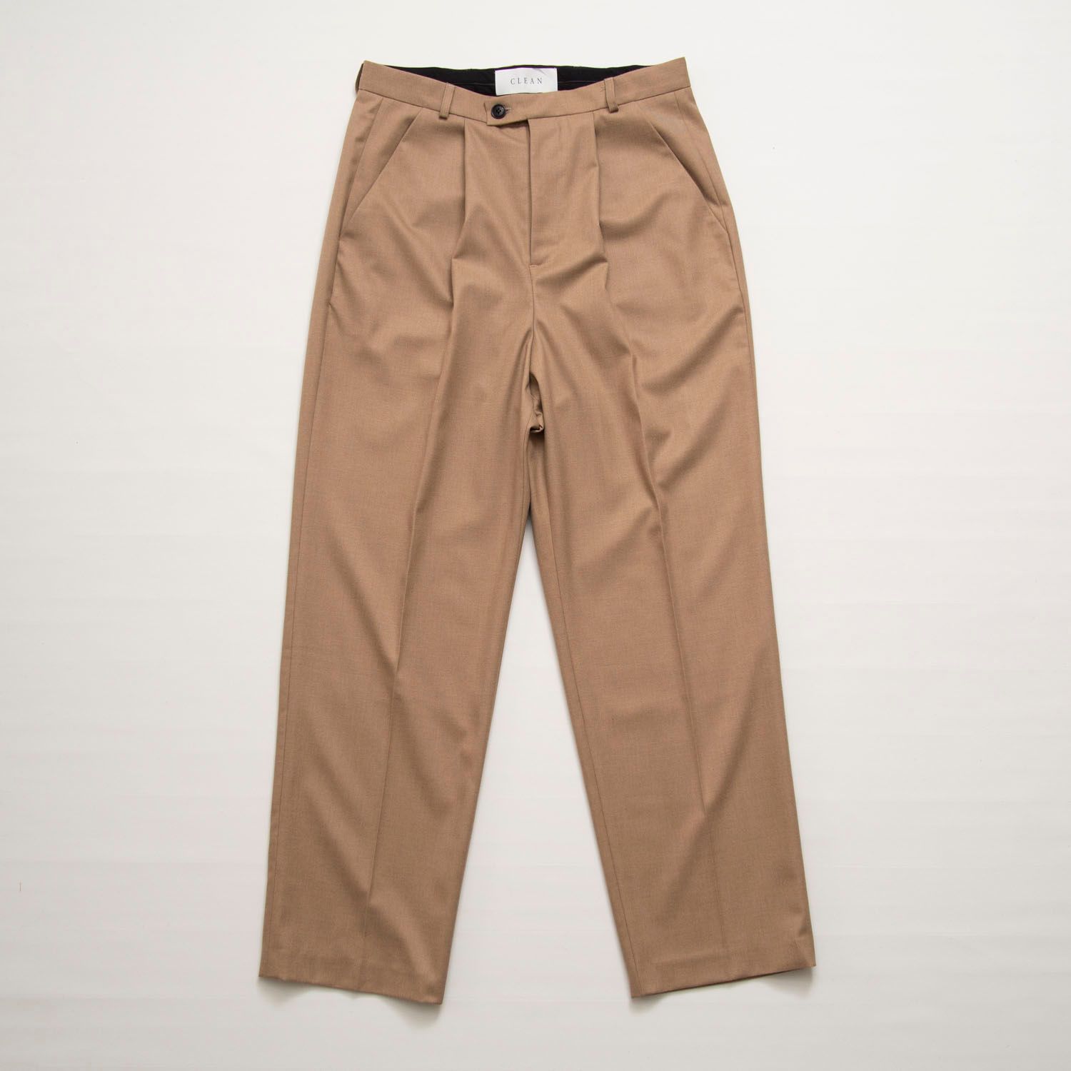 RELAXED WIDE PLEATS PANTS (BEIGE)