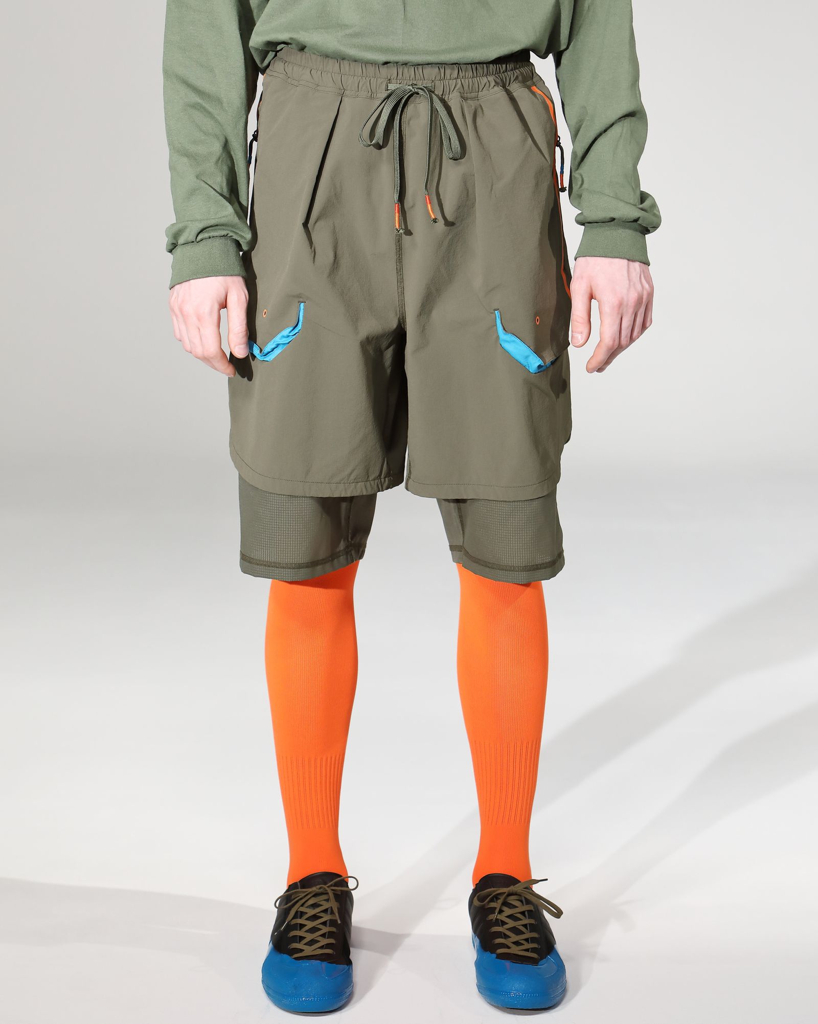 「予約商品」SEAM-LINE LAYERED SHORTS # c/KHAKI