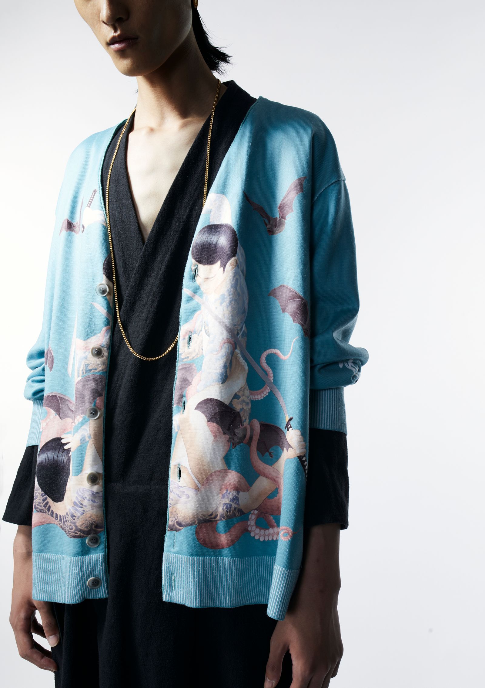 × 天明屋尚 「思念遊戯」CARDIGAN / カーディガン (BLACK,GREEN)