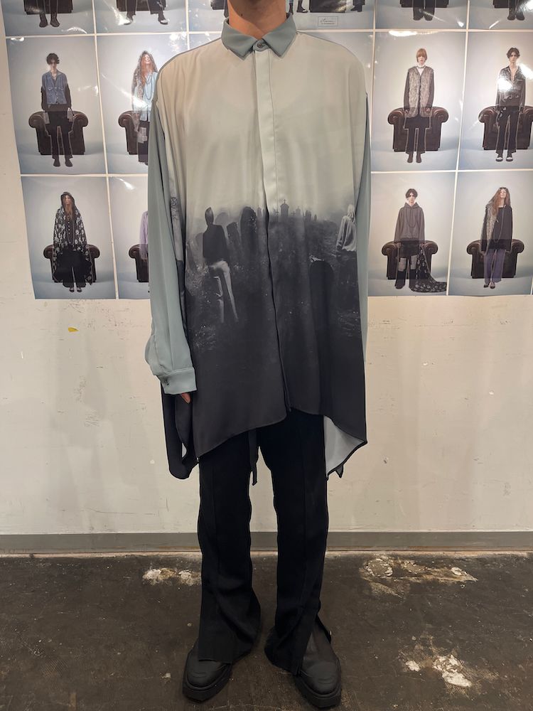 FOREST GHOST CLOTH SHIRT / 総柄 シャツ (Black, Mintgreen, Light Grey)