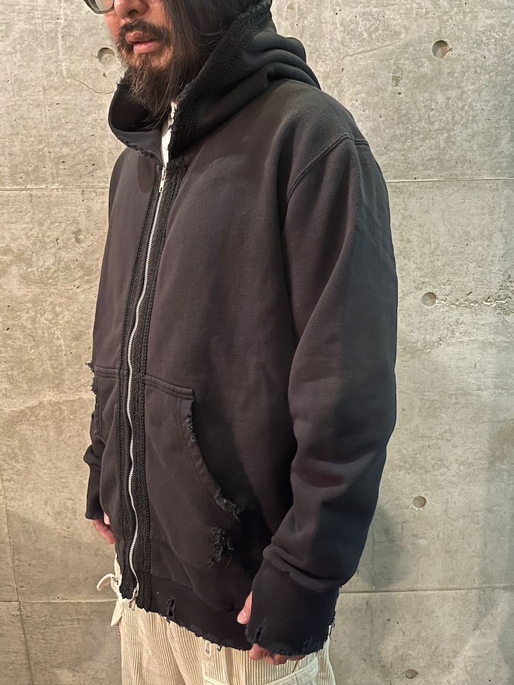 945-80TT108-2 / ダメージジップパーカー (BLACK, KHAKI)