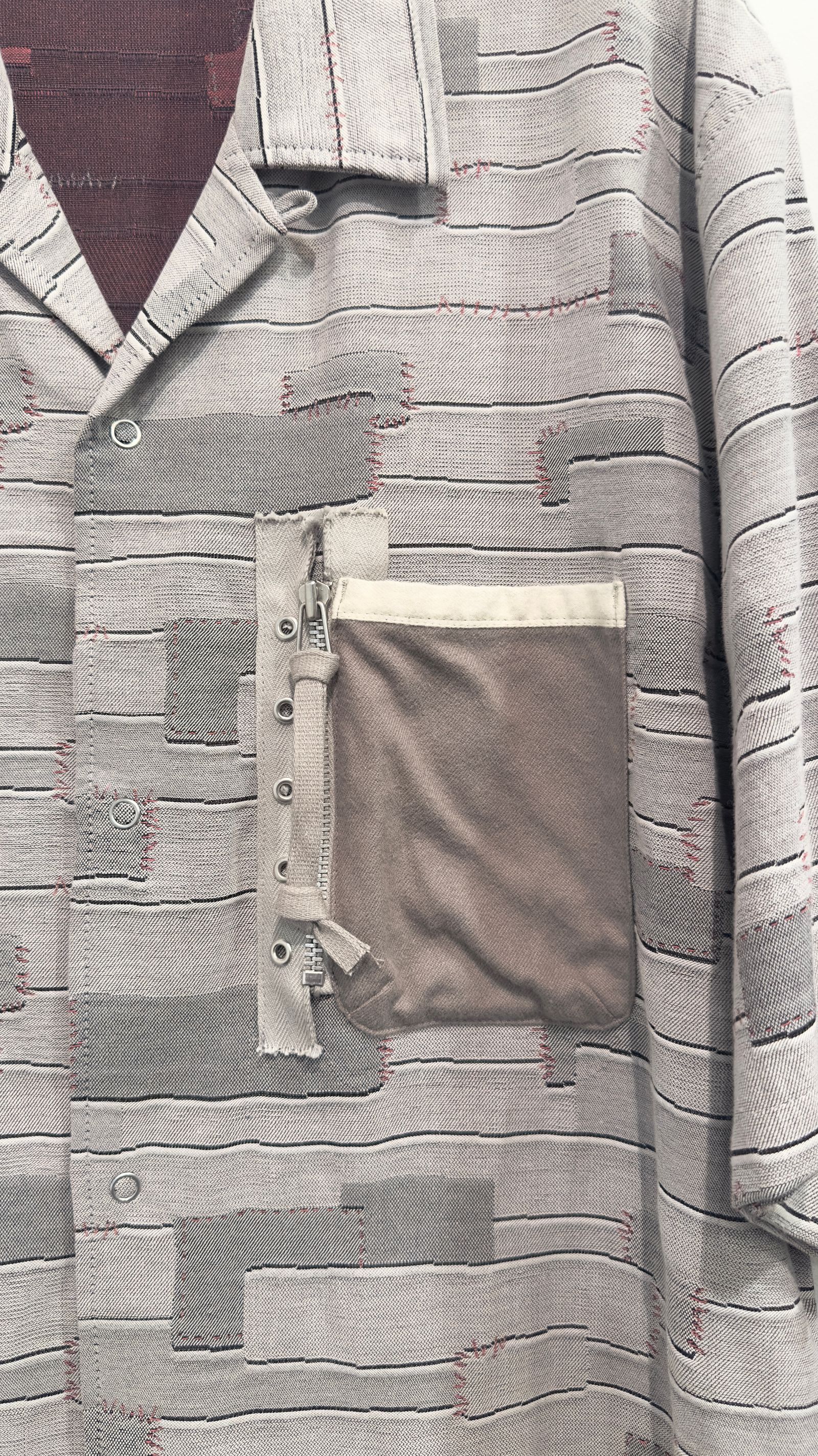 C/N CRUST JACQUARD SHIRT S/S / クラスト半袖シャツ (BLACK,LIGHT GREY)
