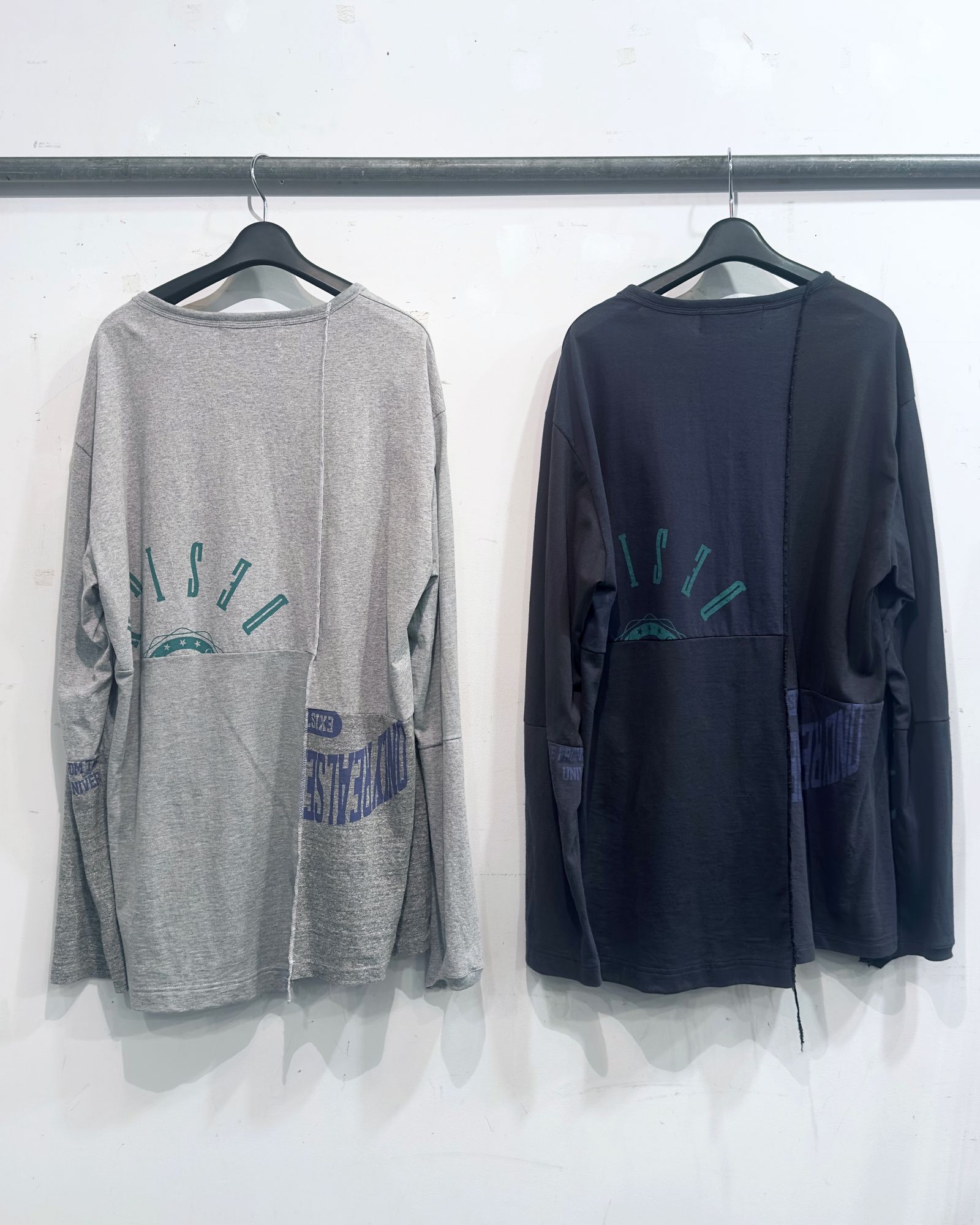 4 FAB REBUILED SHIRT L/S / 切り替えカットソー (BLACK,GRAY)