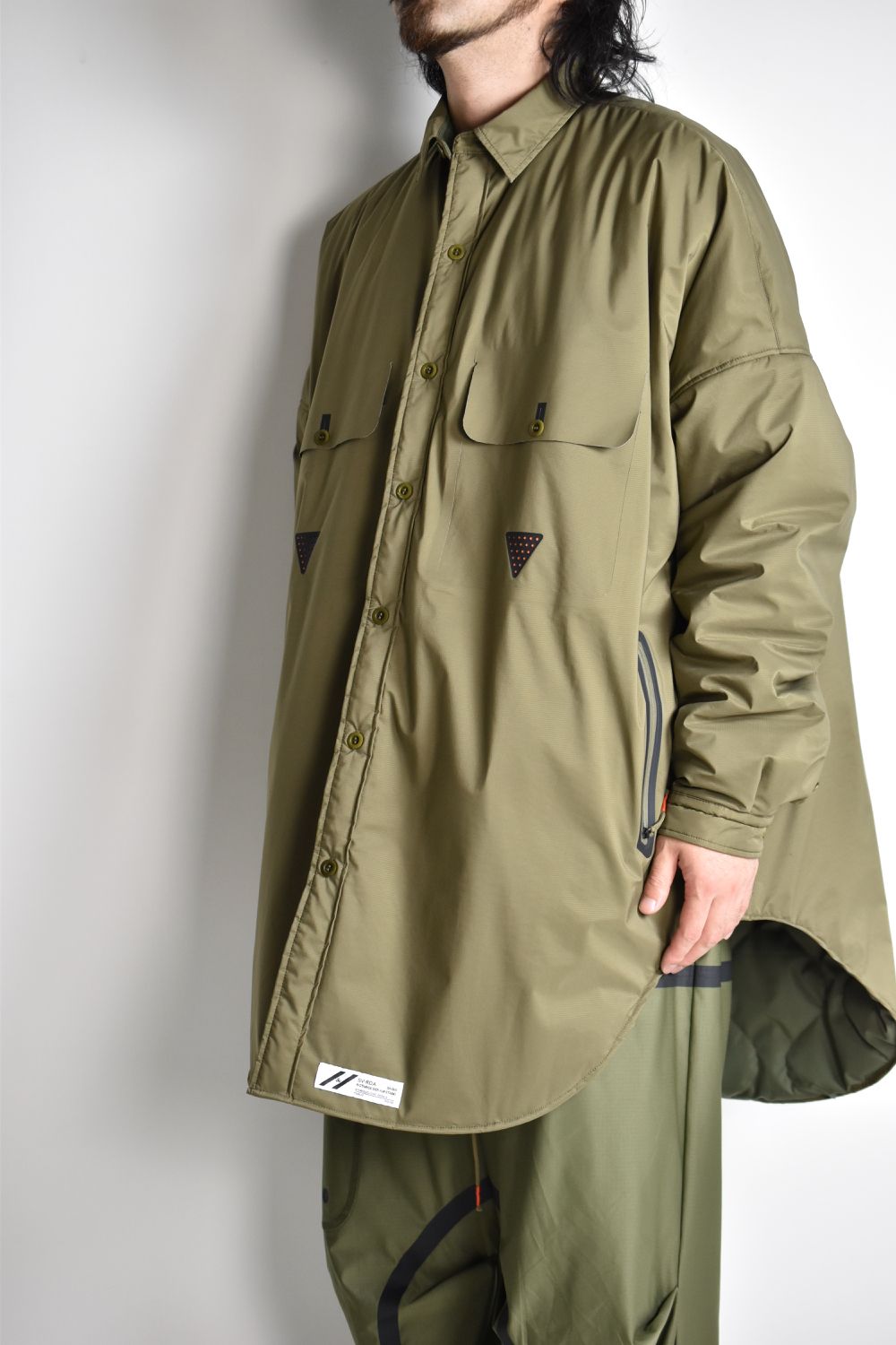 TOO BIG BAGGY QUILTED SHIRT COAT c/#2 KHAKI