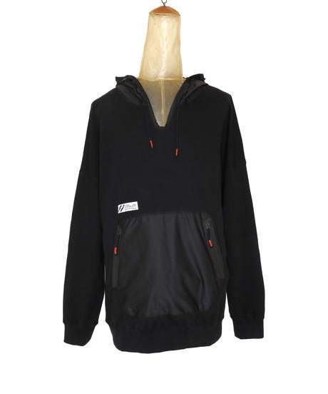 DRAW CODE HOODED PULL JERSEY c/#1 BLACK