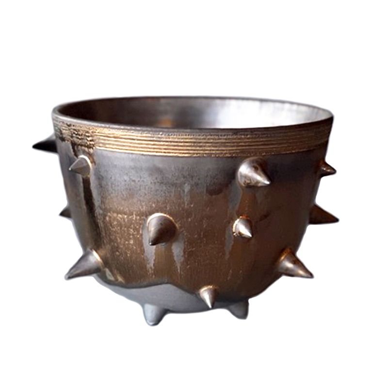 THORN STUDS POT(L)  "GOLD" -陶器鉢-