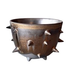 THORN STUDS POT(L)  "GOLD" -陶器鉢-